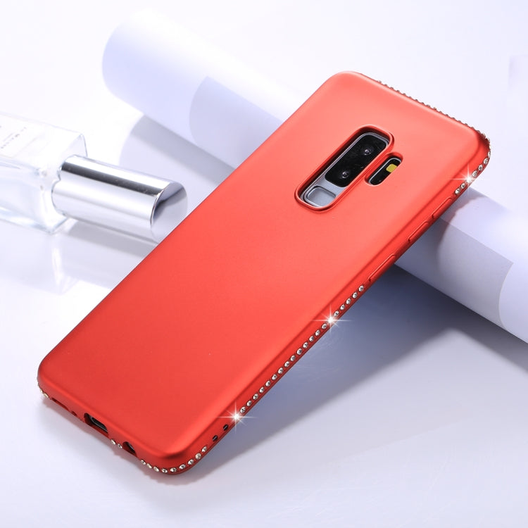 For Galaxy S9+ Crystal Decor Sides Frosted Soft TPU Protective Back Case