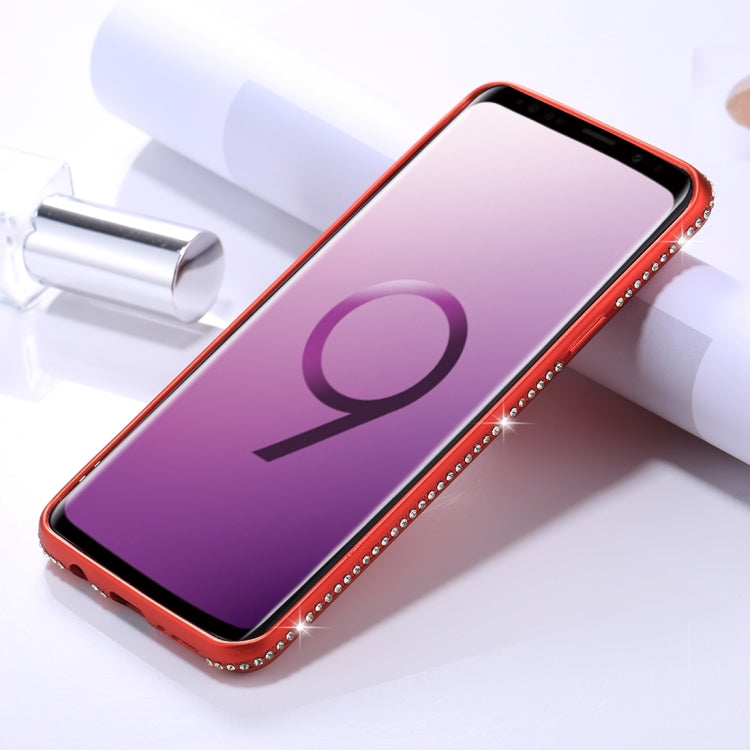 For Galaxy S9+ Crystal Decor Sides Frosted Soft TPU Protective Back Case
