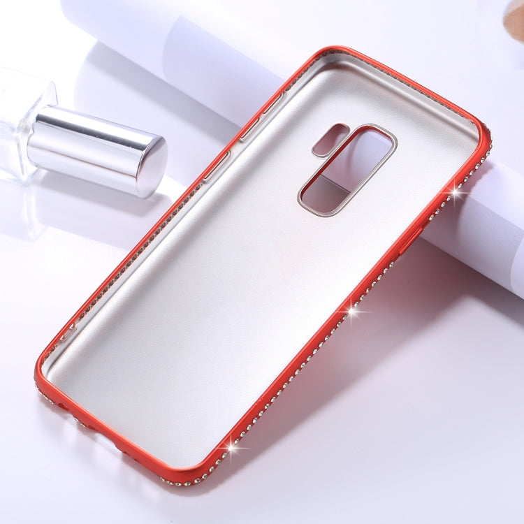 For Galaxy S9+ Crystal Decor Sides Frosted Soft TPU Protective Back Case