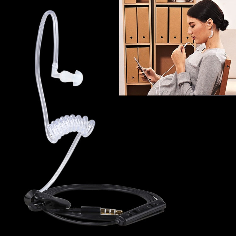 Anti-radiation 3.5mm Stereo Earphone Wired Single Earbud In-Ear Vacuum Spiral Conduit Monaural Earpiece With Mic, With Intelligent Switching, for iPad, iPhone, Galaxy, Huawei, Xiaomi, LG, HTC and Other Smart Phones