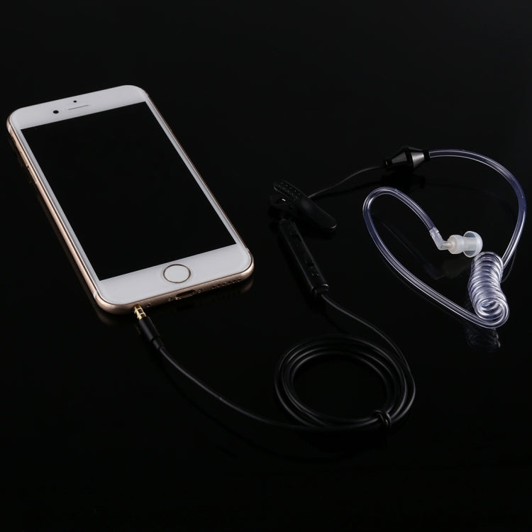 Anti-radiation 3.5mm Stereo Earphone Wired Single Earbud In-Ear Vacuum Spiral Conduit Monaural Earpiece With Mic, With Intelligent Switching, for iPad, iPhone, Galaxy, Huawei, Xiaomi, LG, HTC and Other Smart Phones