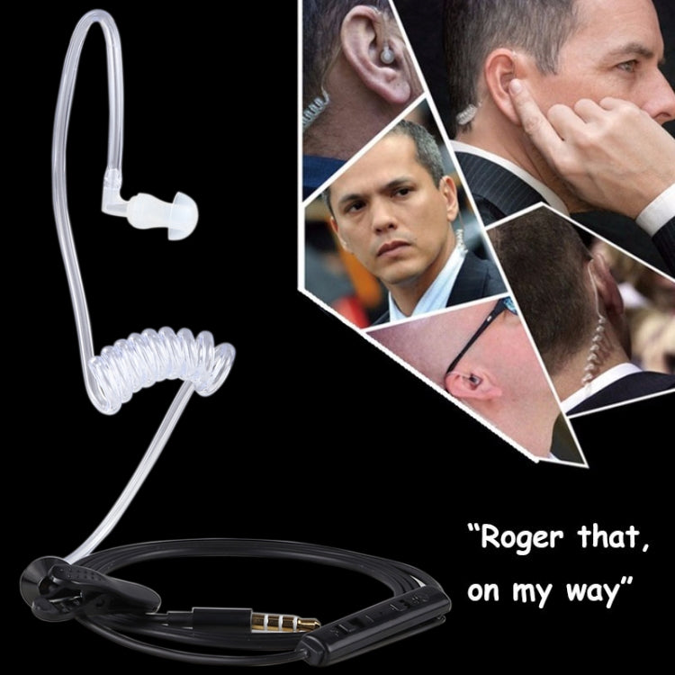 Anti-radiation 3.5mm Stereo Earphone Wired Single Earbud In-Ear Vacuum Spiral Conduit Monaural Earpiece With Mic, With Intelligent Switching, for iPad, iPhone, Galaxy, Huawei, Xiaomi, LG, HTC and Other Smart Phones