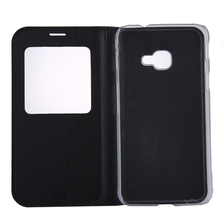For Galaxy Xcover 4 PU+PC Horizontal Flip Leather Case with Call Display ID
