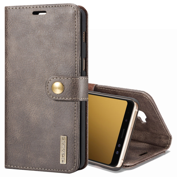 DG.MING for Galaxy A8 (2018) Crazy Horse Texture Horizontal Flip Detachable Magnetic Protective Case with Holder & Card Slots & Wallet