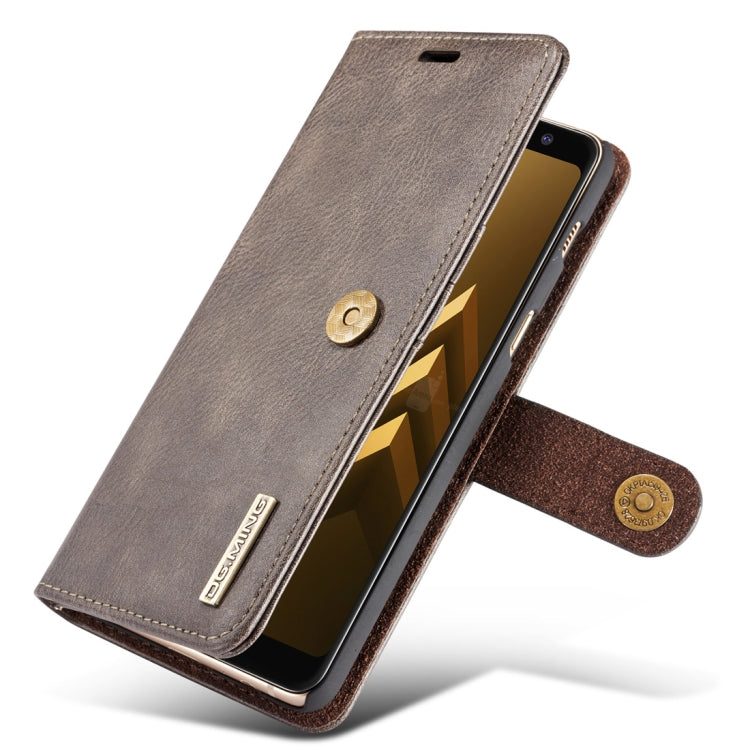 DG.MING for Galaxy A8 (2018) Crazy Horse Texture Horizontal Flip Detachable Magnetic Protective Case with Holder & Card Slots & Wallet