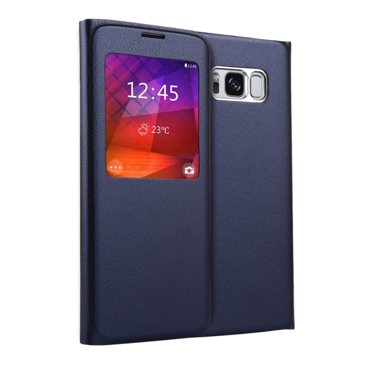 For Galaxy S8 Litchi Texture Horizontal Flip Leather Case with Call Display ID