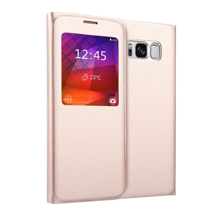For Galaxy S8 Litchi Texture Horizontal Flip Leather Case with Call Display ID