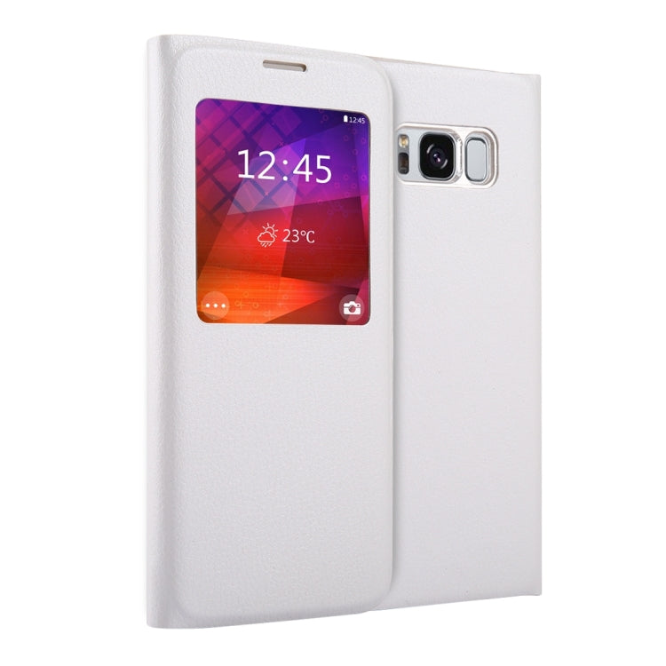 For Galaxy S8 Litchi Texture Horizontal Flip Leather Case with Call Display ID