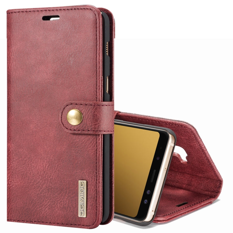 DG.MING for Galaxy A8+ (2018) Crazy Horse Texture Horizontal Flip Detachable Magnetic Protective Case with Holder & Card Slots & Wallet