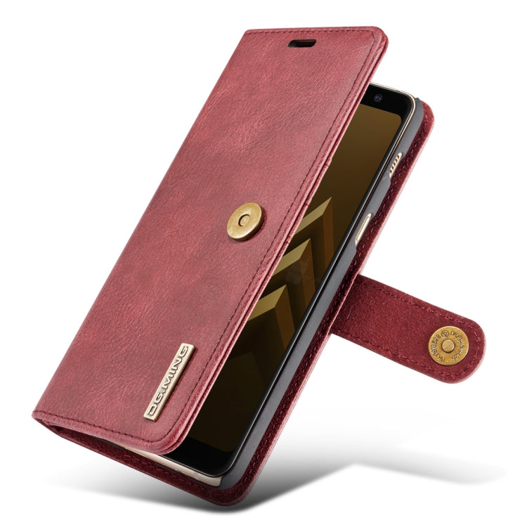 DG.MING for Galaxy A8+ (2018) Crazy Horse Texture Horizontal Flip Detachable Magnetic Protective Case with Holder & Card Slots & Wallet