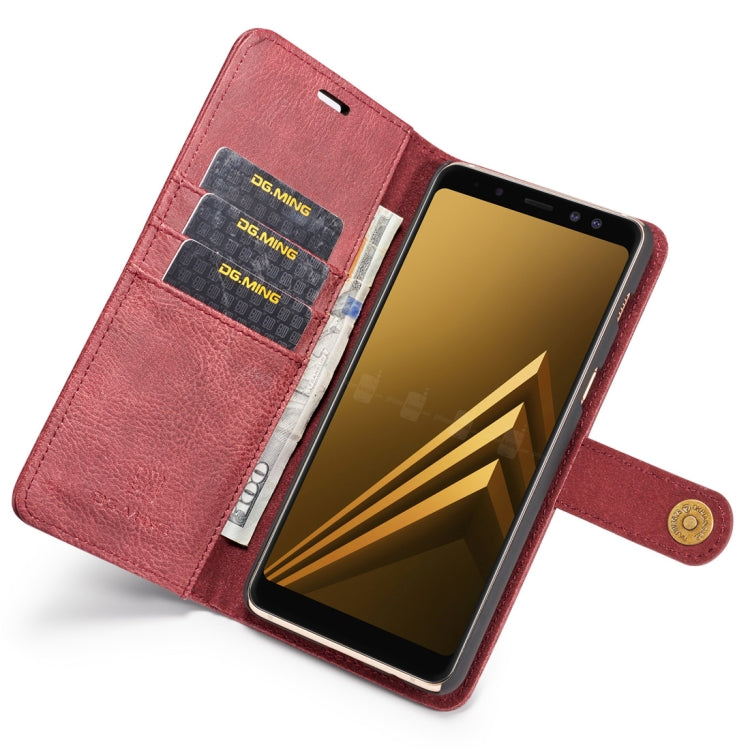 DG.MING for Galaxy A8+ (2018) Crazy Horse Texture Horizontal Flip Detachable Magnetic Protective Case with Holder & Card Slots & Wallet