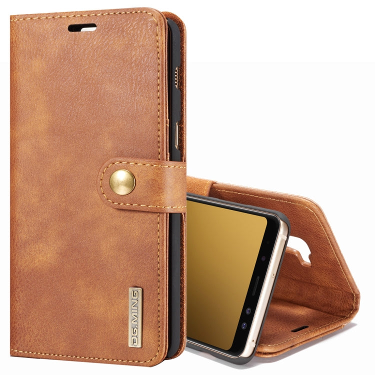 DG.MING for Galaxy A8+ (2018) Crazy Horse Texture Horizontal Flip Detachable Magnetic Protective Case with Holder & Card Slots & Wallet