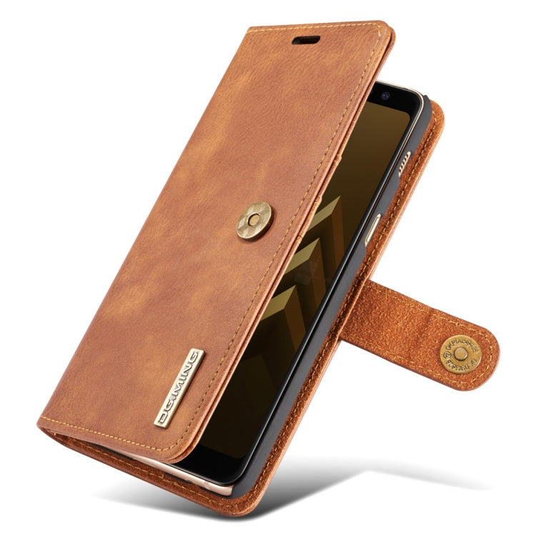 DG.MING for Galaxy A8+ (2018) Crazy Horse Texture Horizontal Flip Detachable Magnetic Protective Case with Holder & Card Slots & Wallet