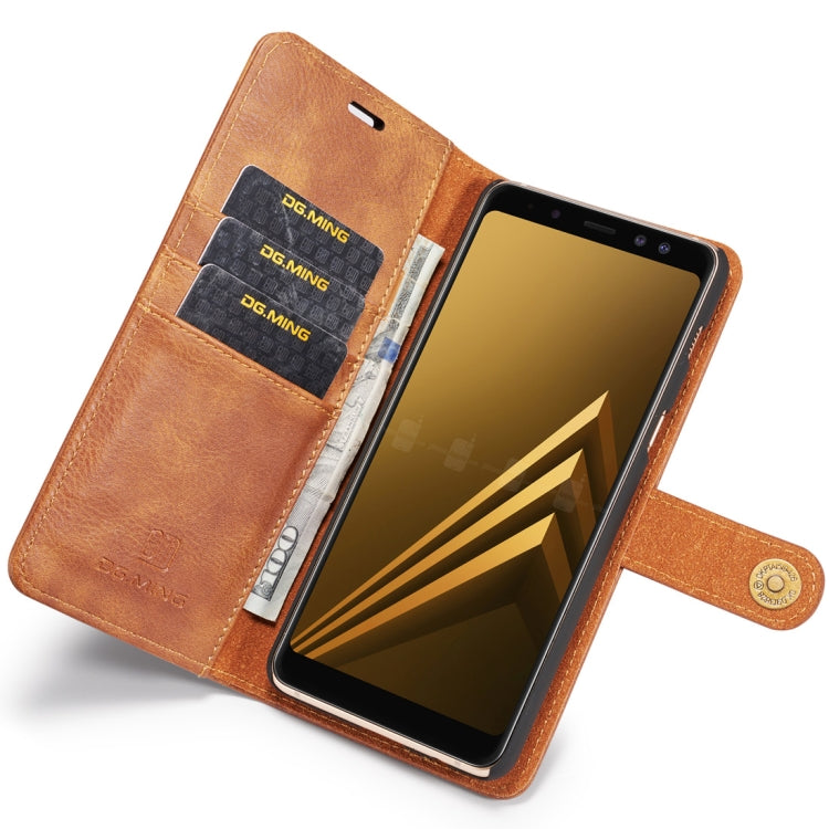 DG.MING for Galaxy A8+ (2018) Crazy Horse Texture Horizontal Flip Detachable Magnetic Protective Case with Holder & Card Slots & Wallet