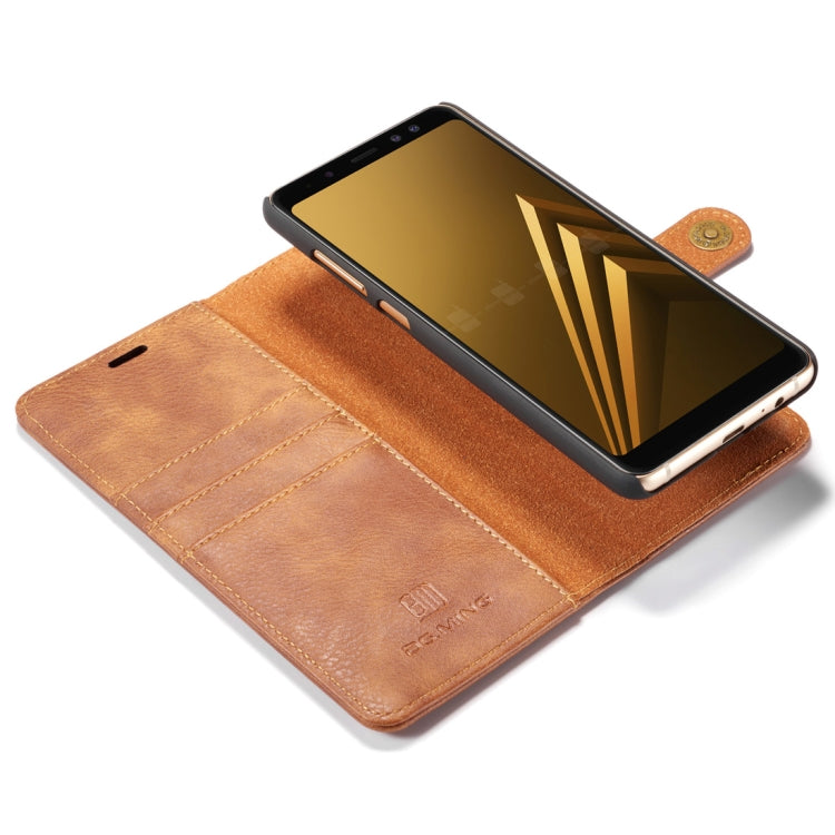 DG.MING for Galaxy A8+ (2018) Crazy Horse Texture Horizontal Flip Detachable Magnetic Protective Case with Holder & Card Slots & Wallet