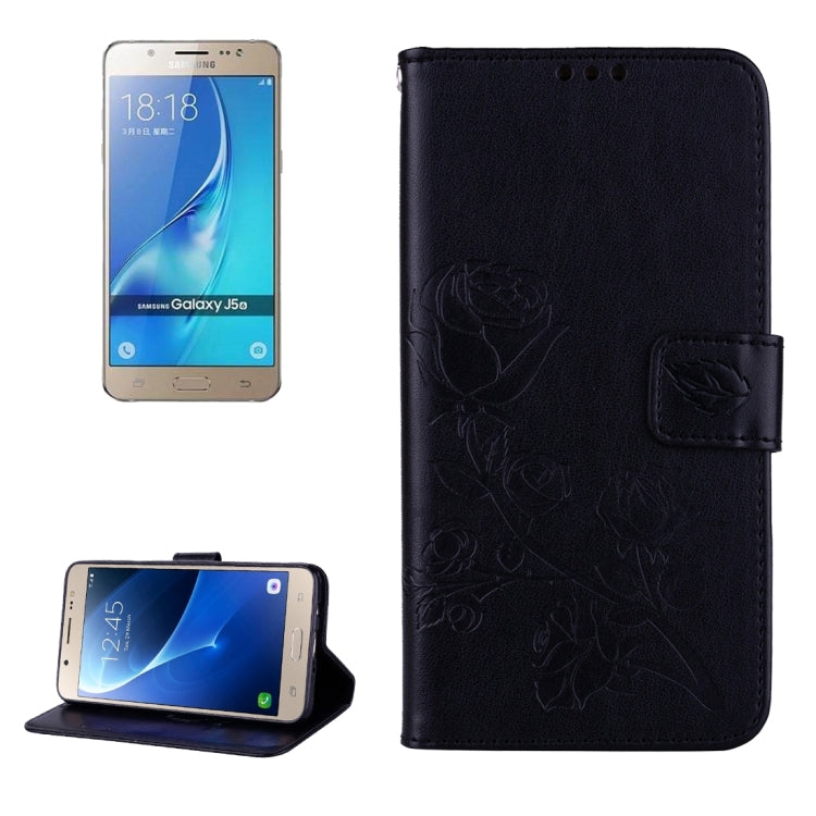 For Galaxy J5 (2016) / J510 Roses Pressed Flowers Pattern Flip Leather Case with Holder & Card Slots & Wallet