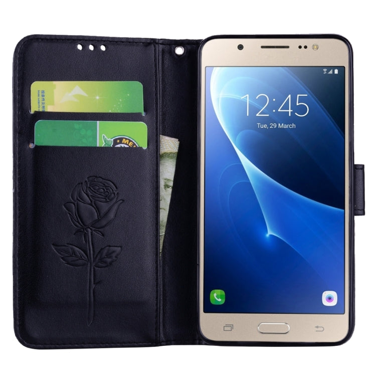 For Galaxy J5 (2016) / J510 Roses Pressed Flowers Pattern Flip Leather Case with Holder & Card Slots & Wallet