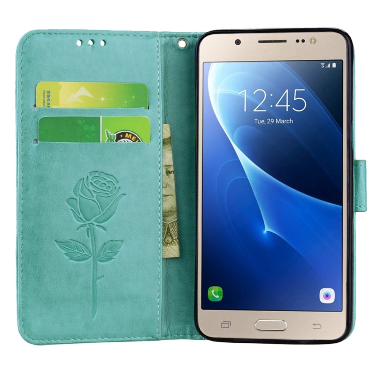 For Galaxy J5 (2016) / J510 Roses Pressed Flowers Pattern Flip Leather Case with Holder & Card Slots & Wallet