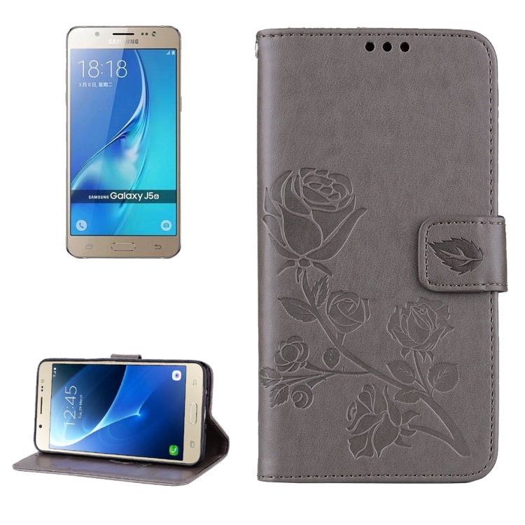 For Galaxy J5 (2016) / J510 Roses Pressed Flowers Pattern Flip Leather Case with Holder & Card Slots & Wallet