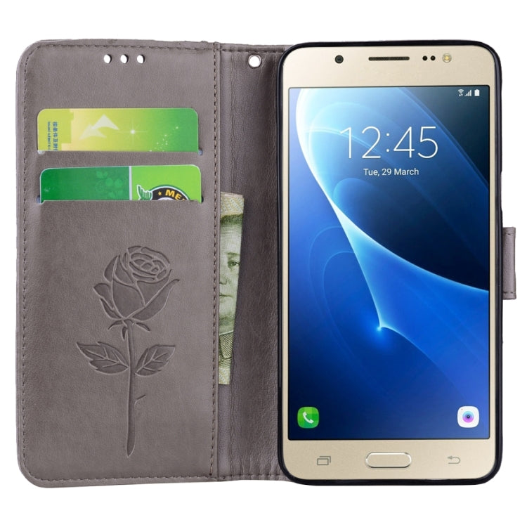 For Galaxy J5 (2016) / J510 Roses Pressed Flowers Pattern Flip Leather Case with Holder & Card Slots & Wallet