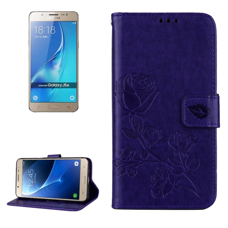 For Galaxy J5 (2016) / J510 Roses Pressed Flowers Pattern Flip Leather Case with Holder & Card Slots & Wallet