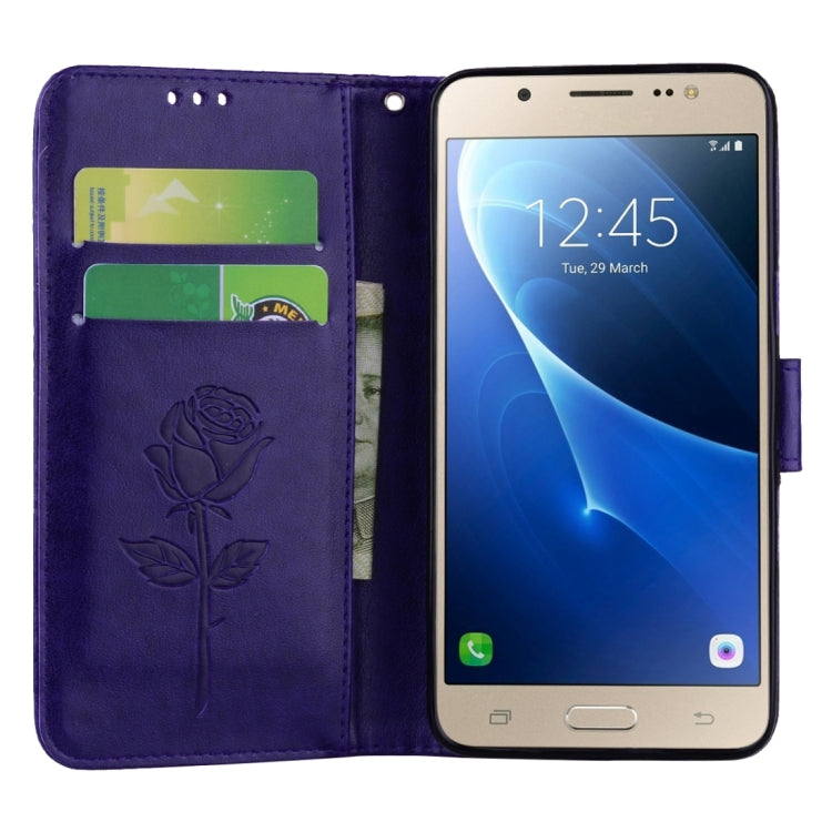 For Galaxy J5 (2016) / J510 Roses Pressed Flowers Pattern Flip Leather Case with Holder & Card Slots & Wallet