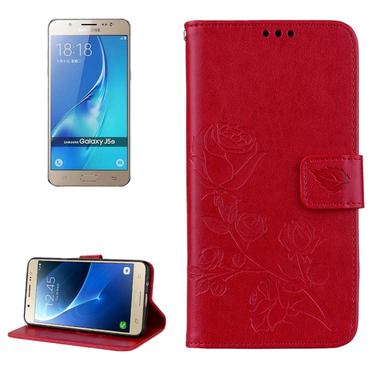 For Galaxy J5 (2016) / J510 Roses Pressed Flowers Pattern Flip Leather Case with Holder & Card Slots & Wallet
