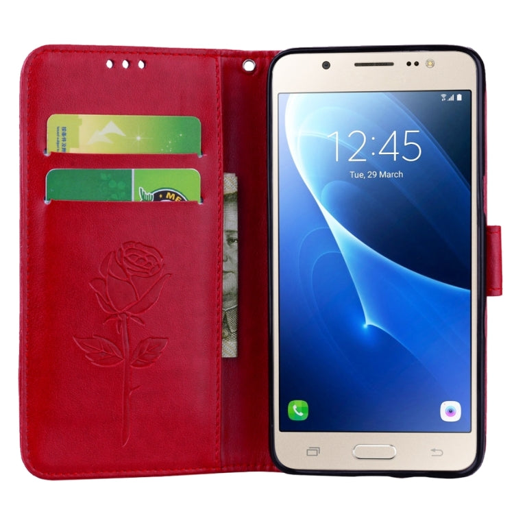 For Galaxy J5 (2016) / J510 Roses Pressed Flowers Pattern Flip Leather Case with Holder & Card Slots & Wallet