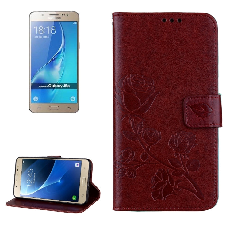 For Galaxy J5 (2016) / J510 Roses Pressed Flowers Pattern Flip Leather Case with Holder & Card Slots & Wallet