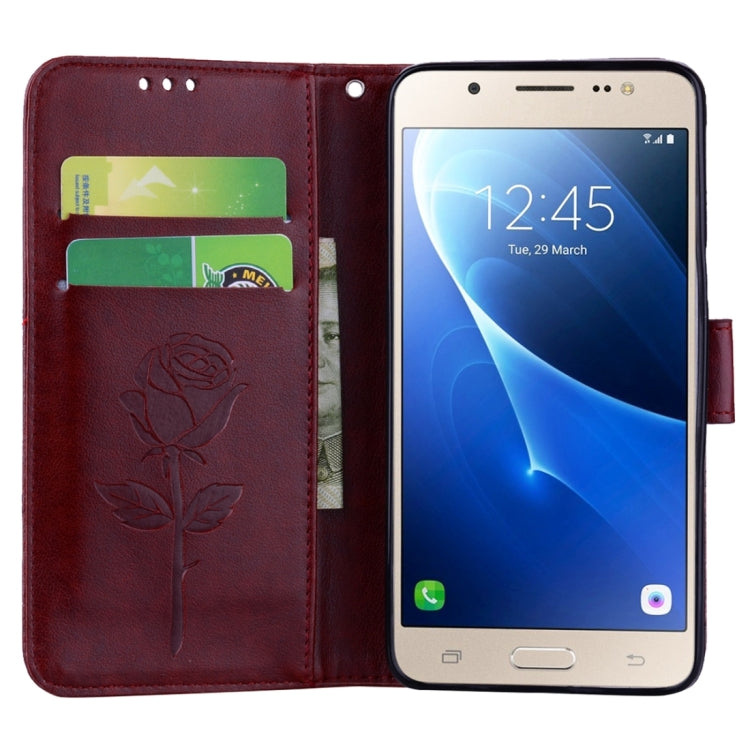 For Galaxy J5 (2016) / J510 Roses Pressed Flowers Pattern Flip Leather Case with Holder & Card Slots & Wallet