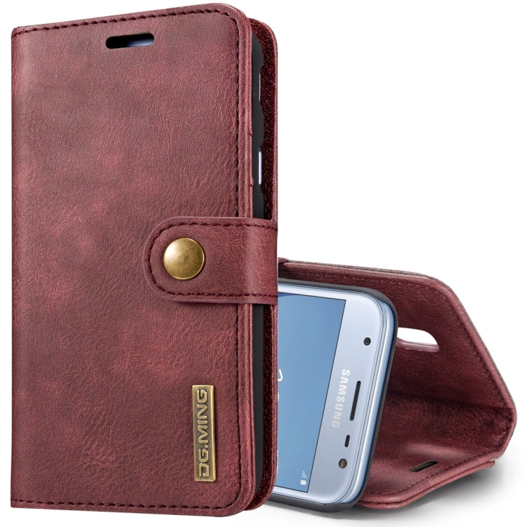 DG.MING for Galaxy J3 (2017) / J330 (EU Version) Crazy Horse Texture Horizontal Flip Detachable Magnetic Protective Case with Holder & Card Slots & Wallet