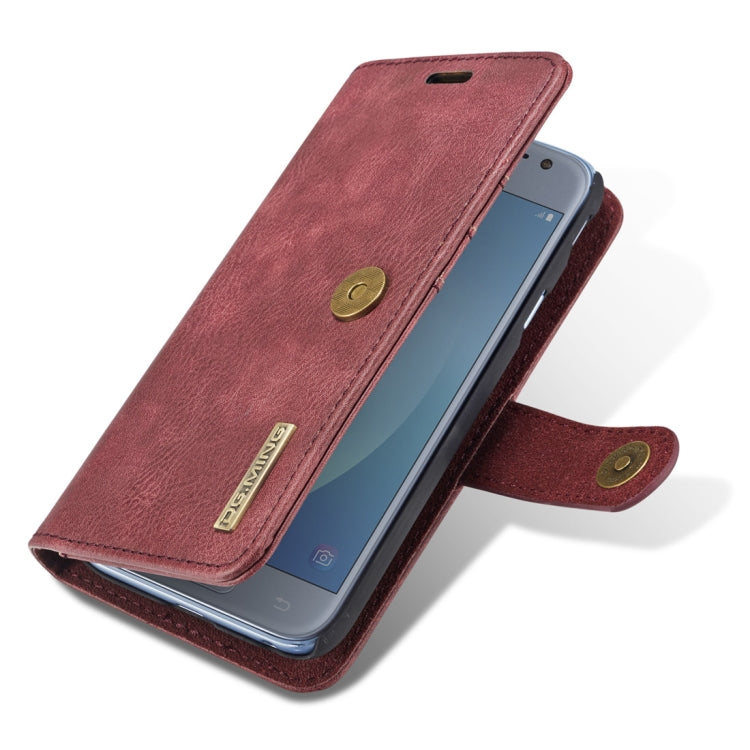 DG.MING for Galaxy J3 (2017) / J330 (EU Version) Crazy Horse Texture Horizontal Flip Detachable Magnetic Protective Case with Holder & Card Slots & Wallet