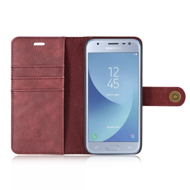 DG.MING for Galaxy J3 (2017) / J330 (EU Version) Crazy Horse Texture Horizontal Flip Detachable Magnetic Protective Case with Holder & Card Slots & Wallet