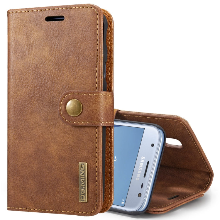 DG.MING for Galaxy J3 (2017) / J330 (EU Version) Crazy Horse Texture Horizontal Flip Detachable Magnetic Protective Case with Holder & Card Slots & Wallet