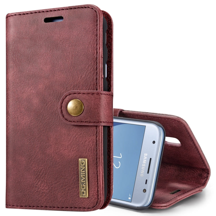 DG.MING for Galaxy J5 (2017) / J530 (EU Version) Crazy Horse Texture Horizontal Flip Detachable Magnetic Protective Case with Holder & Card Slots & Wallet