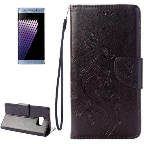 For Galaxy Note 7 / N930 Wallet Style Pressed Flowers Horizontal Flip Leather Case with Holder & Card Slots & Lanyard