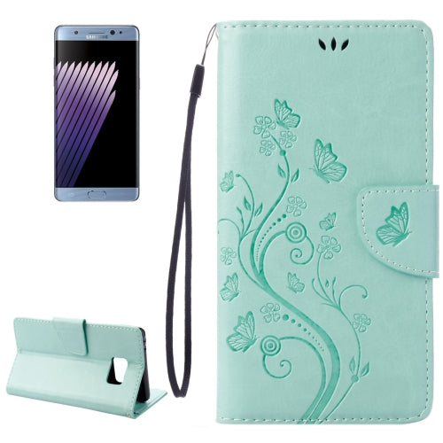 For Galaxy Note 7 / N930 Wallet Style Pressed Flowers Horizontal Flip Leather Case with Holder & Card Slots & Lanyard