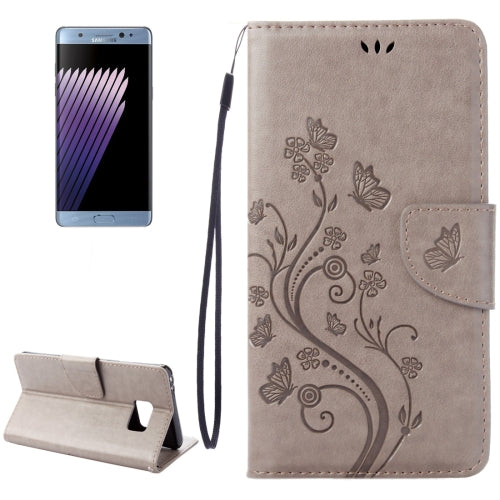 For Galaxy Note 7 / N930 Wallet Style Pressed Flowers Horizontal Flip Leather Case with Holder & Card Slots & Lanyard