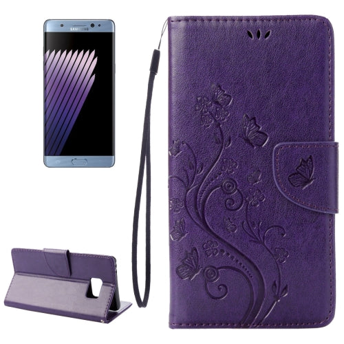 For Galaxy Note 7 / N930 Wallet Style Pressed Flowers Horizontal Flip Leather Case with Holder & Card Slots & Lanyard