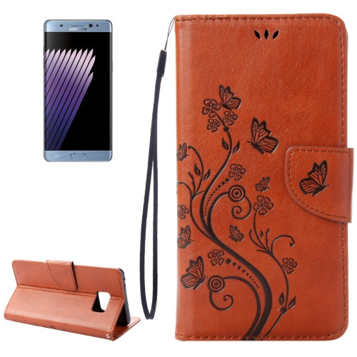 For Galaxy Note 7 / N930 Wallet Style Pressed Flowers Horizontal Flip Leather Case with Holder & Card Slots & Lanyard
