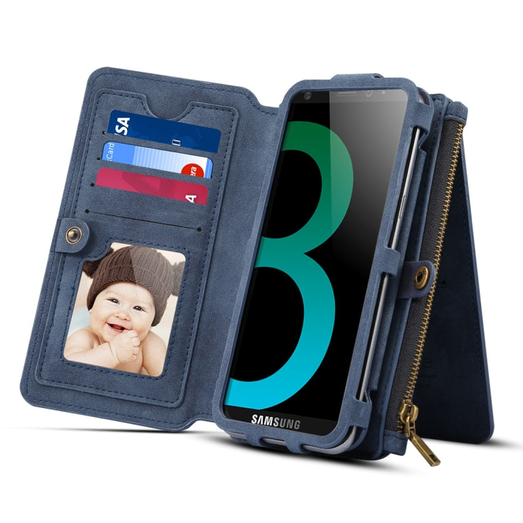 Dibase for Galaxy S9 & A8(2018)  Multi-function Sheep Bar Material Universal Horizontal Flip Case with Holder & Card Slots & Photo Frame & Hook & Detachable Back Protective Case