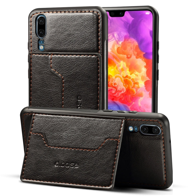 Dibase for Huawei P20 TPU + PC + PU Crazy Horse Texture Protective Case with Holder & Card Slots
