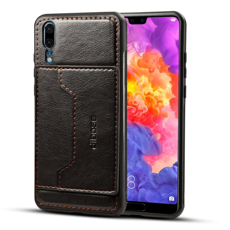 Dibase for Huawei P20 TPU + PC + PU Crazy Horse Texture Protective Case with Holder & Card Slots