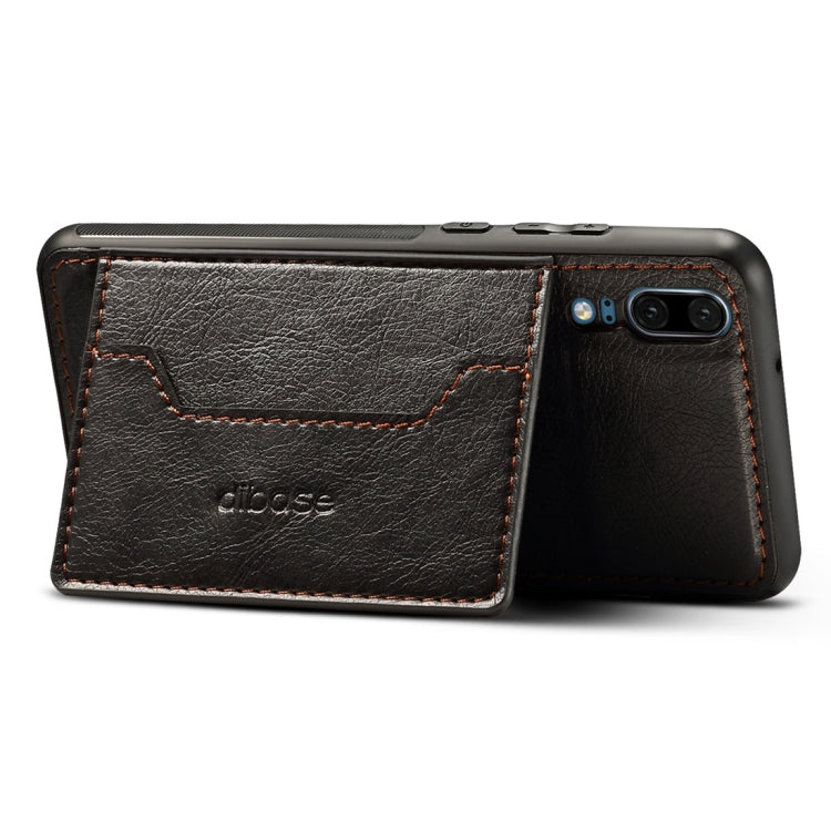 Dibase for Huawei P20 TPU + PC + PU Crazy Horse Texture Protective Case with Holder & Card Slots