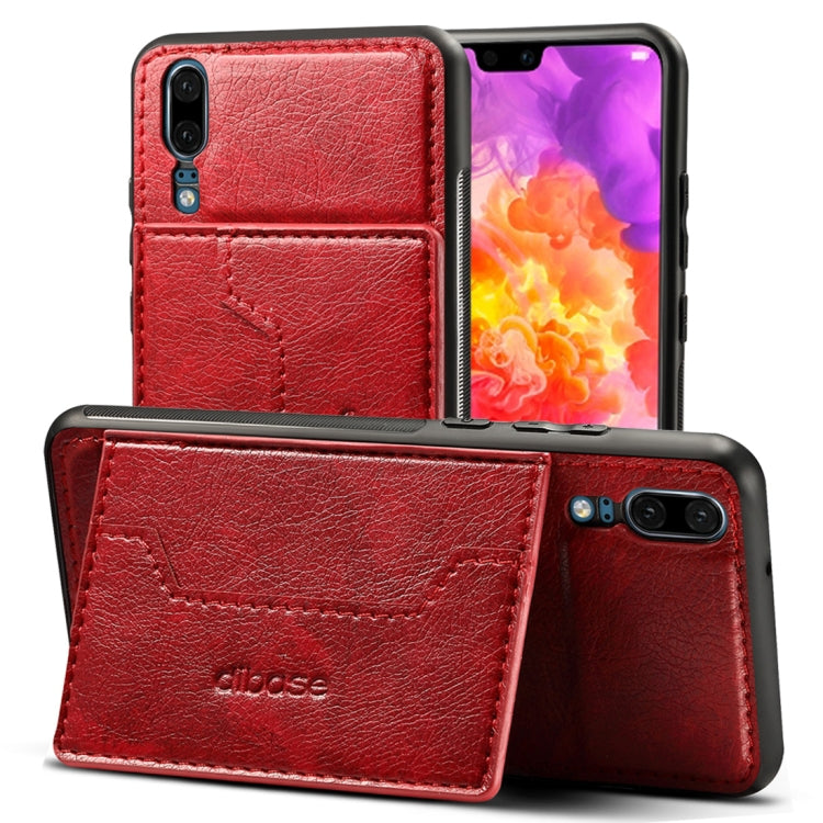 Dibase for Huawei P20 TPU + PC + PU Crazy Horse Texture Protective Case with Holder & Card Slots