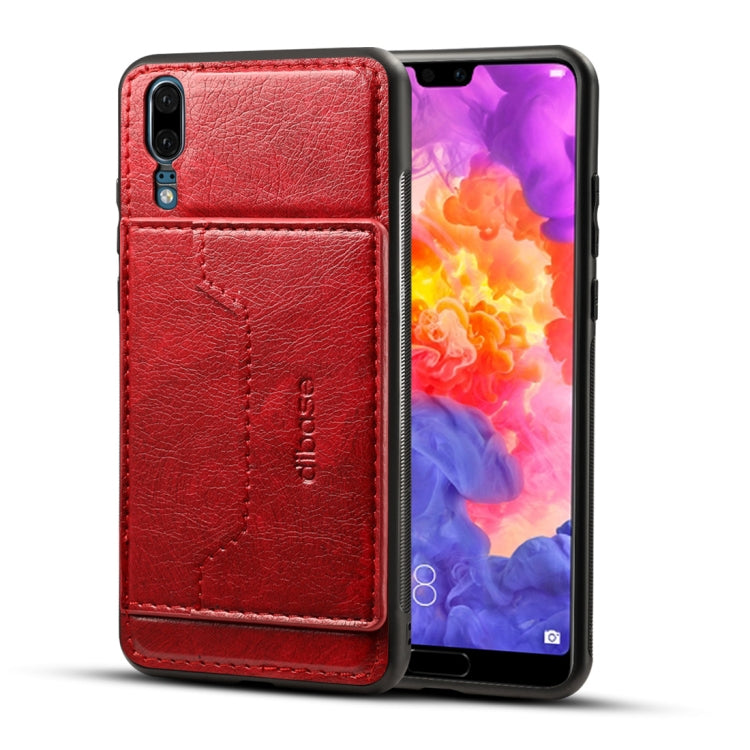 Dibase for Huawei P20 TPU + PC + PU Crazy Horse Texture Protective Case with Holder & Card Slots
