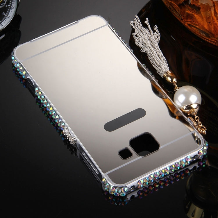 For Galaxy A3 (2016) / A310 Pearl Chain Pendant Diamond Encrusted Electroplating Mirror PC Protective Cover Case