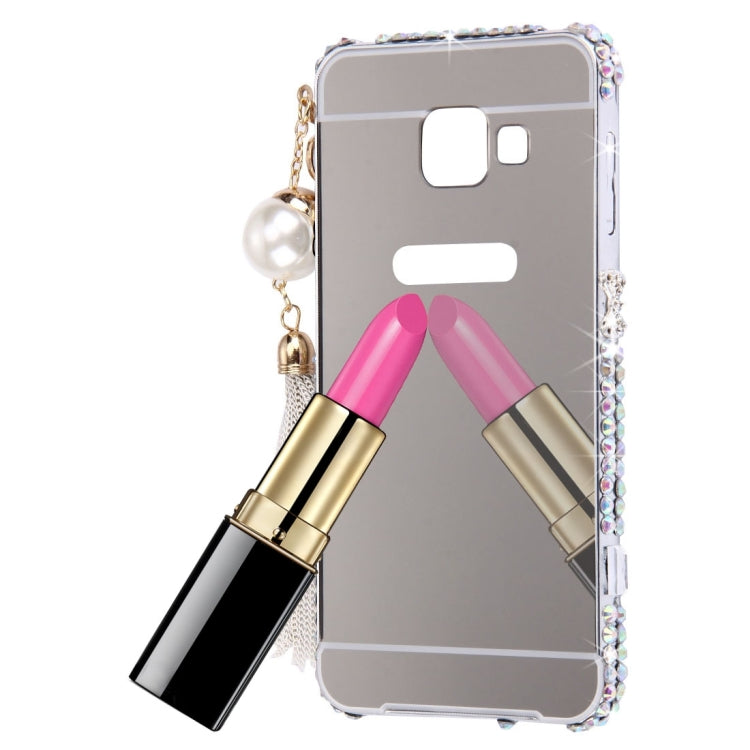 For Galaxy A9 / A900 Pearl Chain Pendant Diamond Encrusted Electroplating Mirror PC Protective Cover Case
