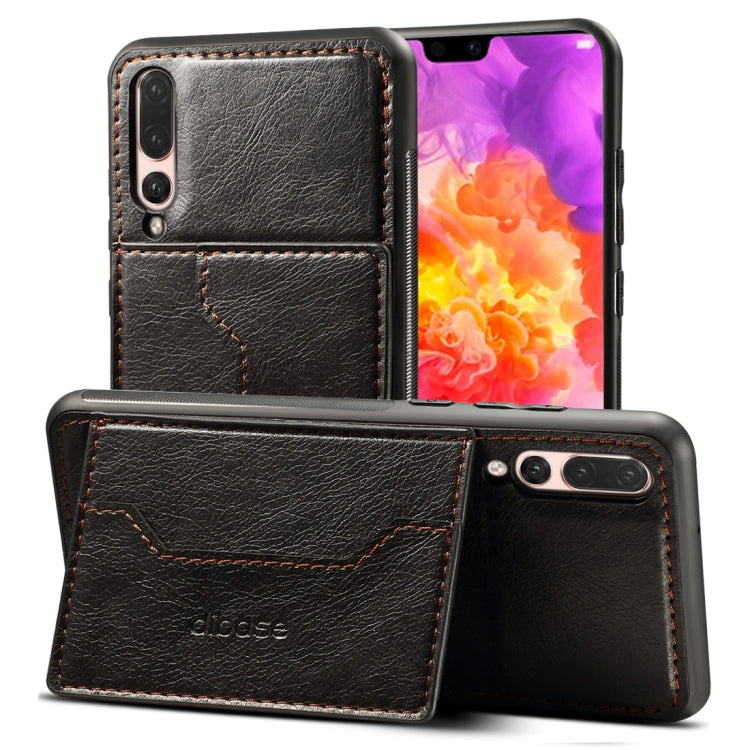Dibase for Huawei P20 Pro TPU + PC + PU Crazy Horse Texture Protective Case with Holder & Card Slots