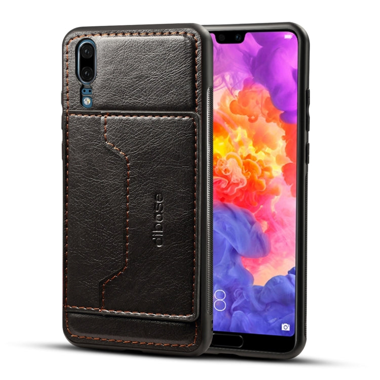 Dibase for Huawei P20 Pro TPU + PC + PU Crazy Horse Texture Protective Case with Holder & Card Slots